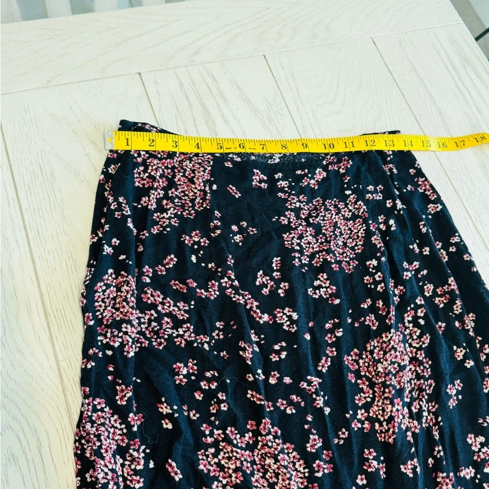 Free People Asymmetrical Floral Skirt in Black and Pink